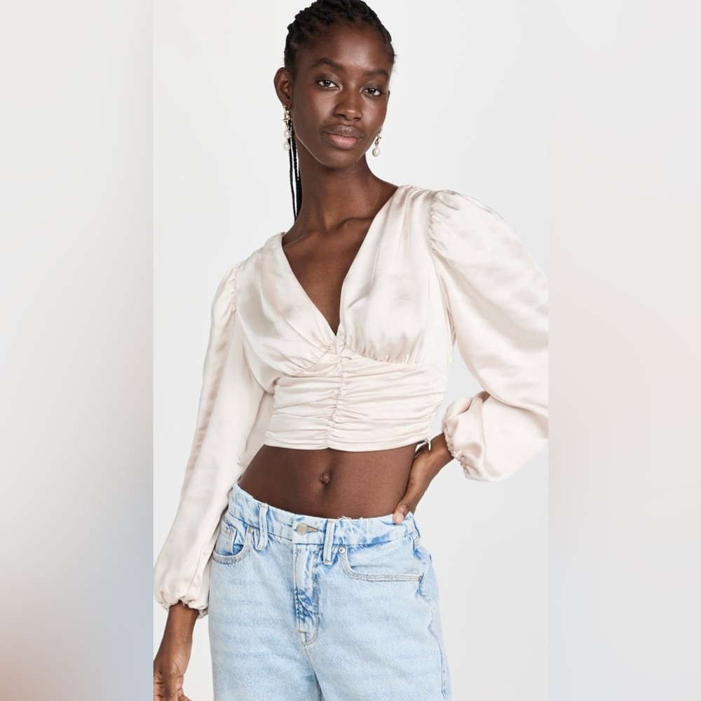 FINAL PRICE Endless Rose Back Tie Satin  Ruched Top, size Medium